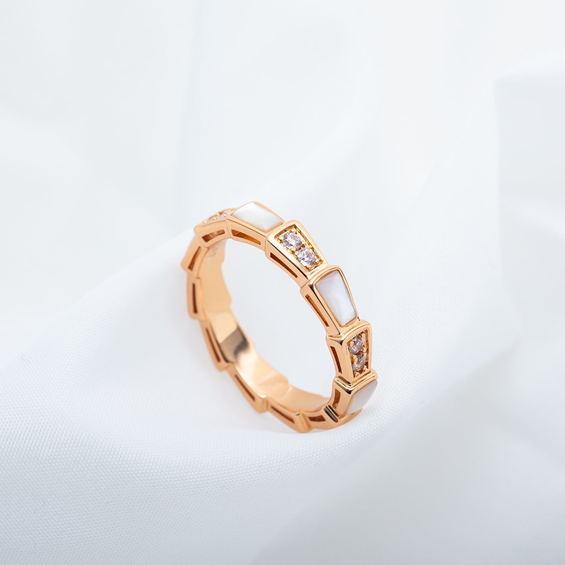 [Glow Jewelry]SERPENTI RING PINK GOLD DIAMOND MOP 3MM