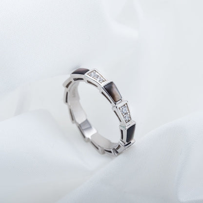 [Glow Jewelry]SERPENTI RING SILVER  DIAMOND BLACK MOP 3MM