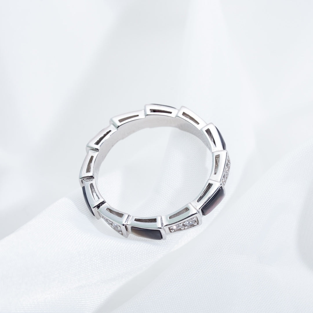 [Glow Jewelry]SERPENTI RING SILVER  DIAMOND BLACK MOP 3MM