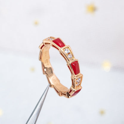 [Glow Jewelry]SERPENTI RING PINK GOLD CARNELIAN DIAMOND 3MM