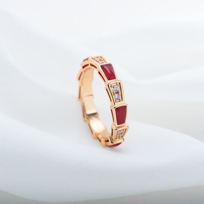 [Glow Jewelry]SERPENTI RING PINK GOLD CARNELIAN DIAMOND 3MM