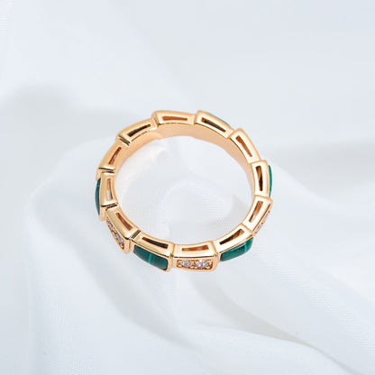 [Glow Jewelry]SERPENTI RING PINK GOLD MALACHITE DIAMOND 3MM