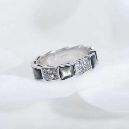 [Glow Jewelry]SERPENTI RING SILVER DIAMOND BLACK MOP 4MM