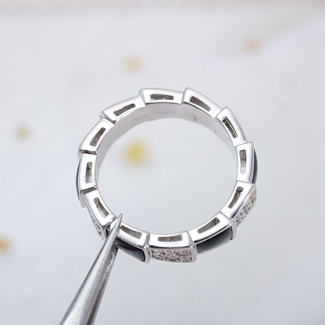 [Glow Jewelry]SERPENTI RING SILVER DIAMOND BLACK MOP 4MM