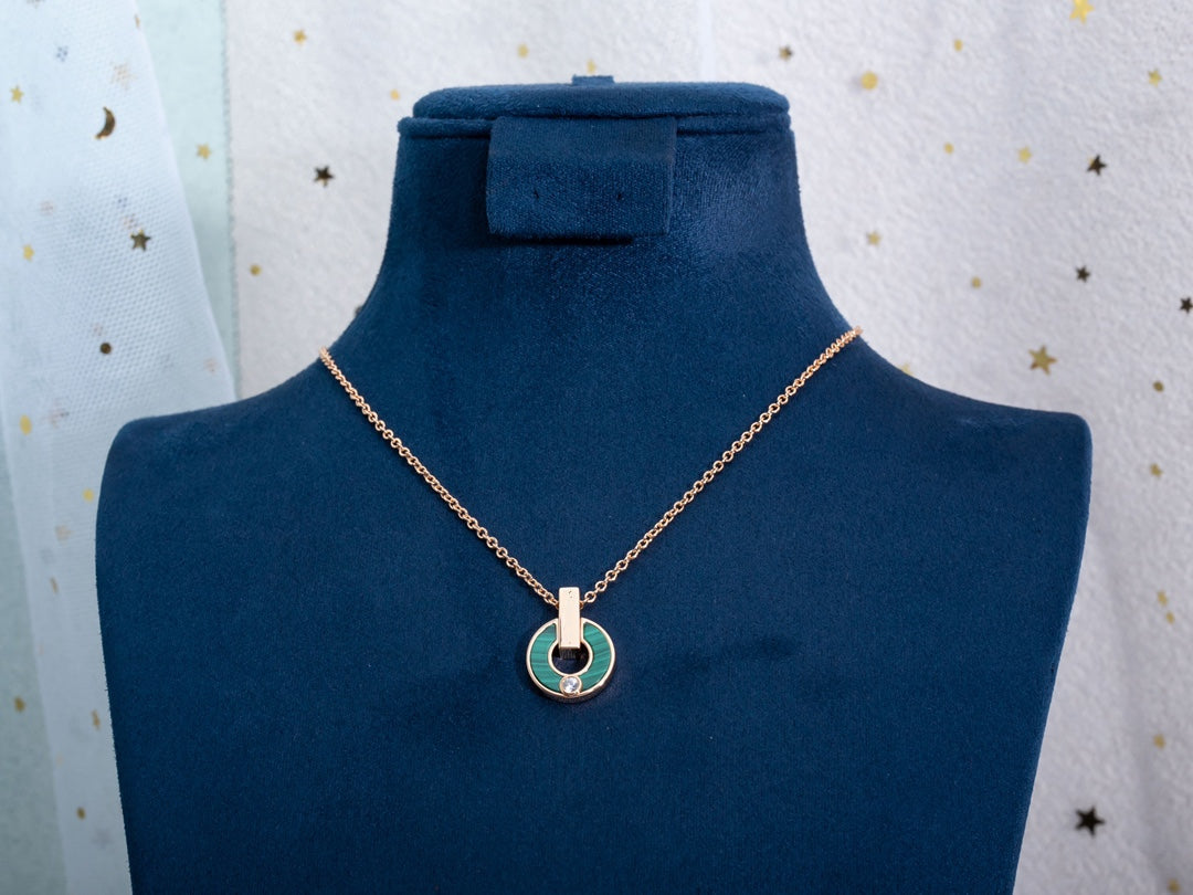 [Glow Jewelry]GARI NECKLACE PINK GOLD MALACHITE