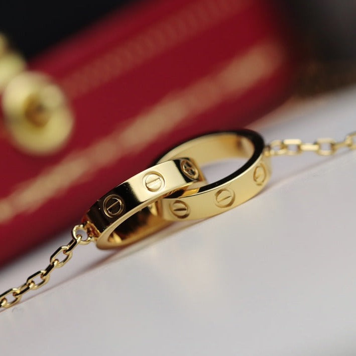 ¡®Glow Jewelry¡¯LOVE NECKLACE DOUBLE RING GOLD