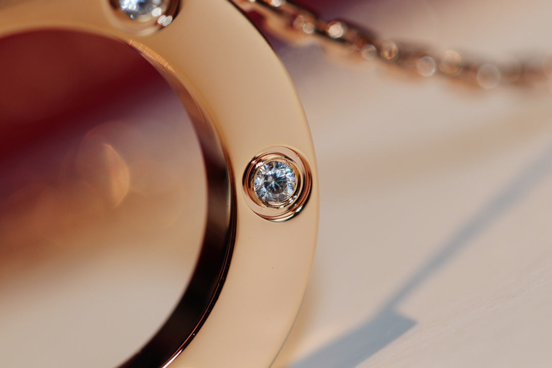 [Glow Jewelry]LOVE NECKLACE 16MM 6 DIAMONDS PINK GOLD