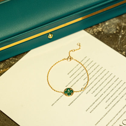 Glow Jewelry SUN MALACHIT 1 DIAMANT ROSÉGOLD ARMREIF