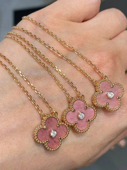 „Glow Jewelry“ KLEE 15MM DIAMANT RHODONIT-HALSKETTE