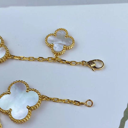 ®Glow Jewelry® マジック クローバー MOP ゴールド ブレスレット 5モチーフ