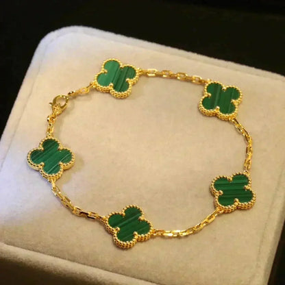 [Glow Jewelry] 新着クローバー5モチーフ マラカイトブレスレットコレクション