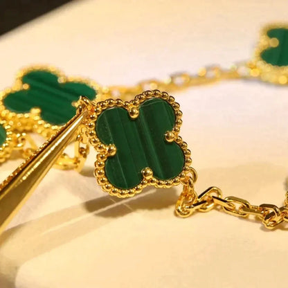 [Glow Jewelry] 新着クローバー5モチーフ マラカイトブレスレットコレクション