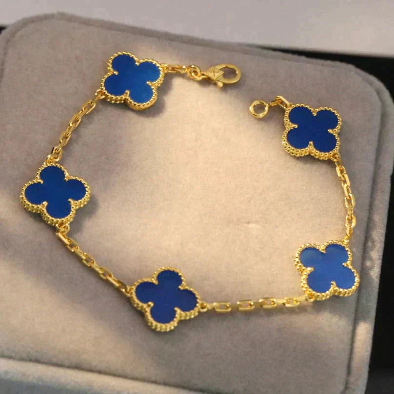 [Glow Jewelry]Neue Kollektion: Kleeblatt 5 Motive Blau Achat Armband