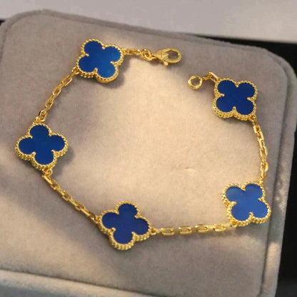 [Glow Jewelry]Neue Kollektion: Kleeblatt 5 Motive Blau Achat Armband