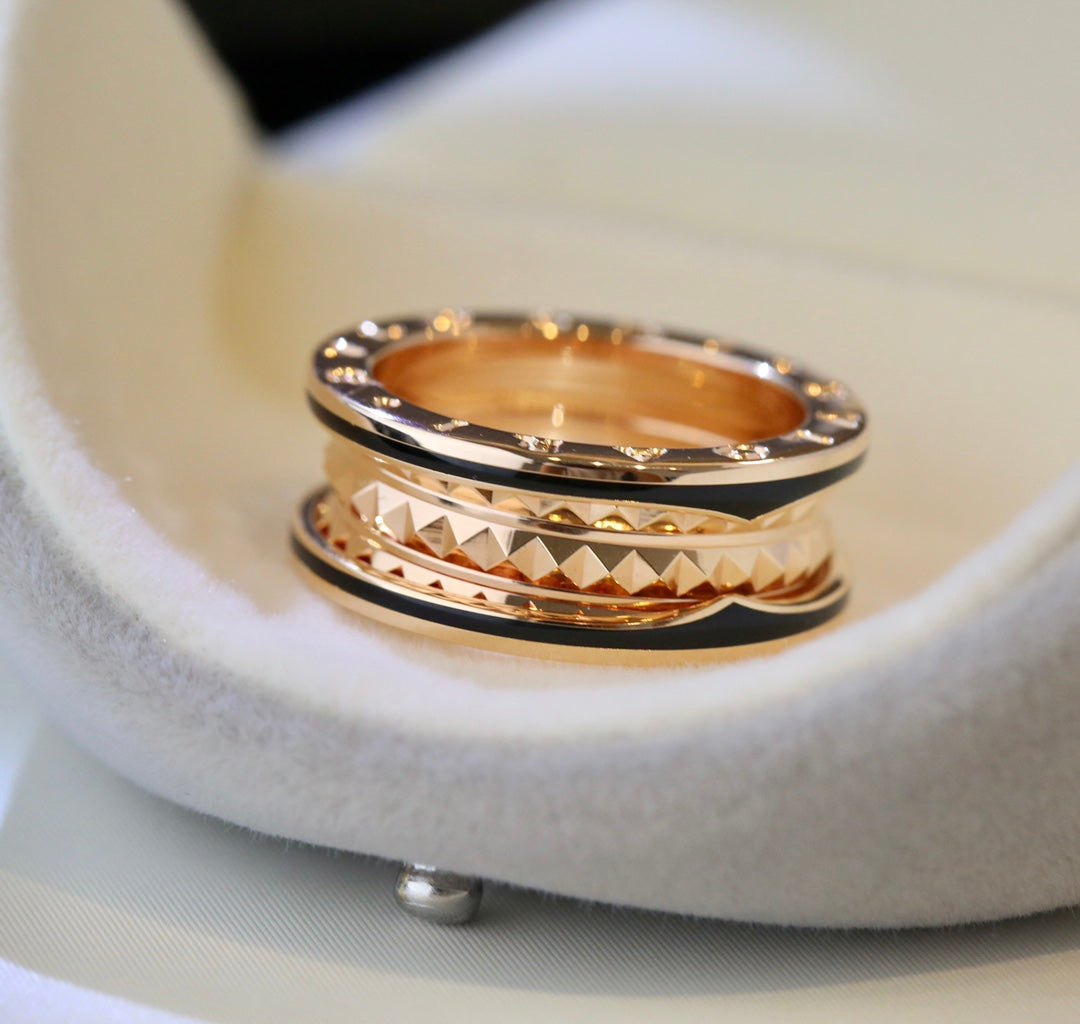 [Glow Jewelry]ZERO 1 PINK GOLD BLACK CERAMIC RING