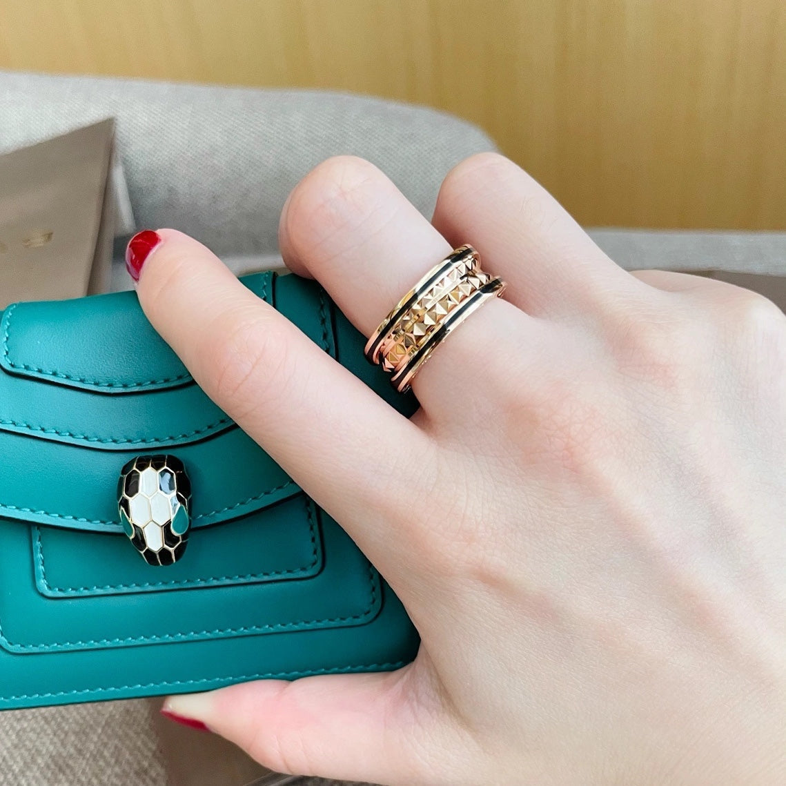 [Glow Jewelry]ZERO 1 PINK GOLD BLACK CERAMIC RING