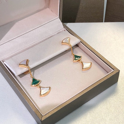 [Glow Jewelry]DREAM EARRINGS 3 MOTIFS MALACHITE MOP PINK GOLD