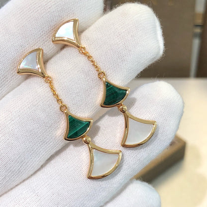 [Glow Jewelry]DREAM EARRINGS 3 MOTIFS MALACHITE MOP PINK GOLD