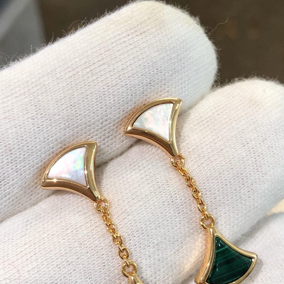 [Glow Jewelry]DREAM EARRINGS 3 MOTIFS MALACHITE MOP PINK GOLD