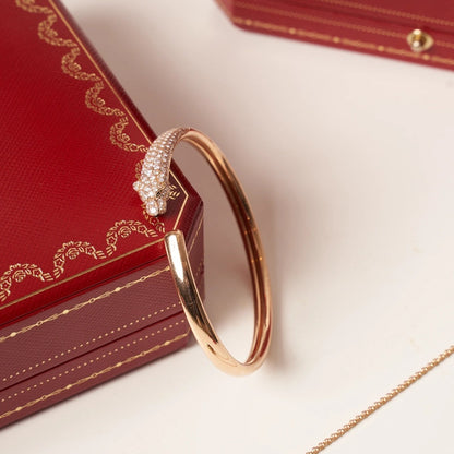[Glow Jewelry]PANTHERE ROSE GOLD DIAMOND OPEN BRACELET