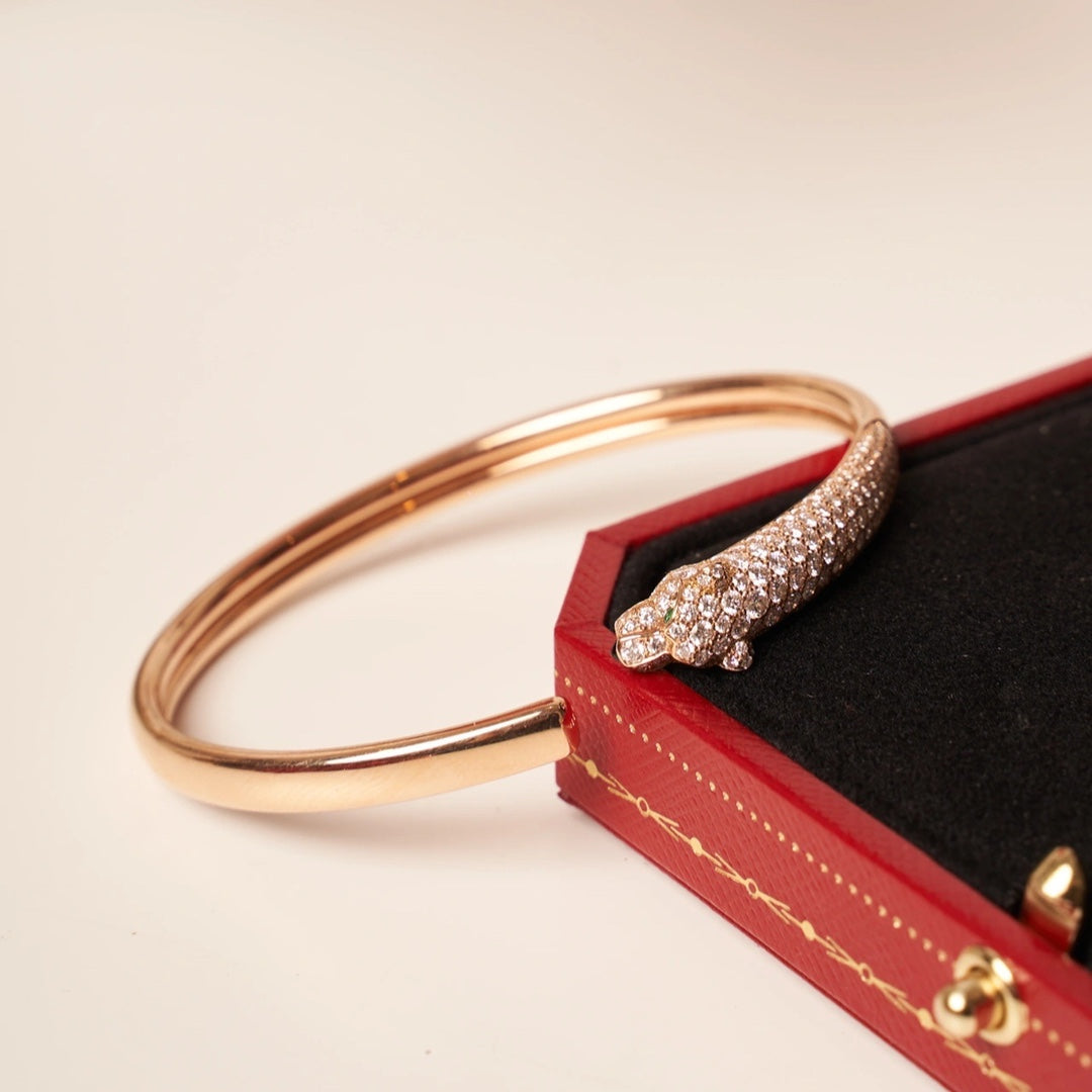 ¡®Glow Jewelry¡¯PANTHERE ROSE GOLD DIAMOND OPEN BRACELET