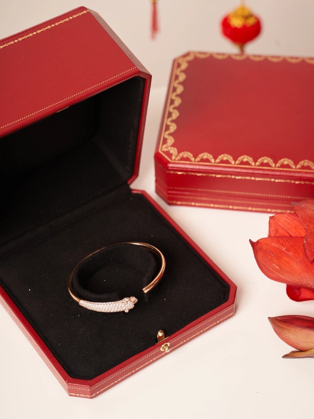 [Glow Jewelry]PANTHERE ROSE GOLD DIAMOND OPEN BRACELET