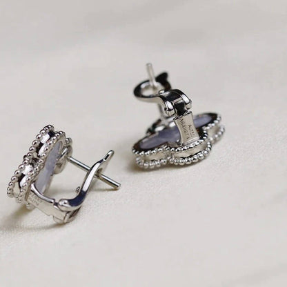Glow Jewelry CLOVER MEDIUM 1 MOTIV WEISSE PERLMUTT-OHRRINGE SILBER
