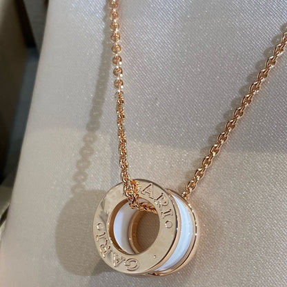 [Glow Jewelry]ZERO 1 WHITE CERAMIC PINK GOLD NECKLACE
