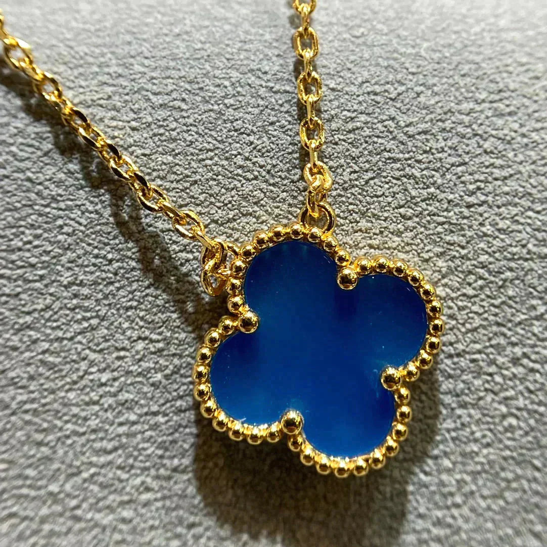 ¡®Glow Jewelry¡¯CLOVER 15MM BLUE AGATE NECKLACE