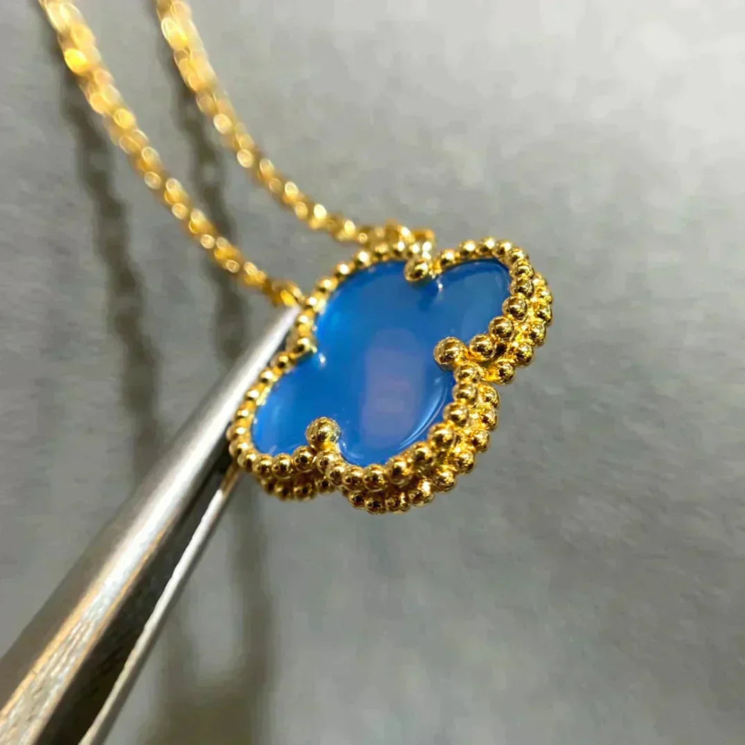 ¡®Glow Jewelry¡¯CLOVER 15MM BLUE AGATE NECKLACE