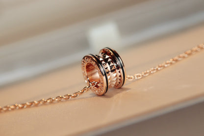 [Glow Jewelry]ZERO 1 ROCK PEDANT PINK GOLD BLACK NECKLACE