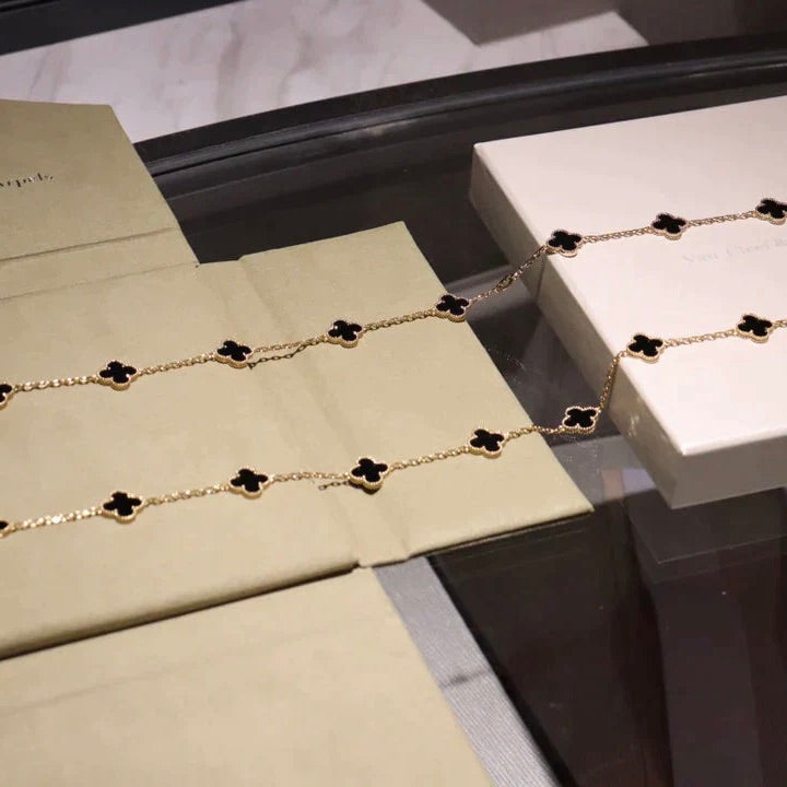 [Glow Jewelry]CLOVER 20 MOTIFS ONYX NECKLACE