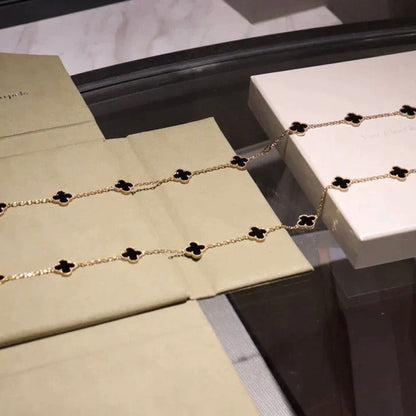 [Glow Jewelry]CLOVER 20 MOTIFS ONYX NECKLACE