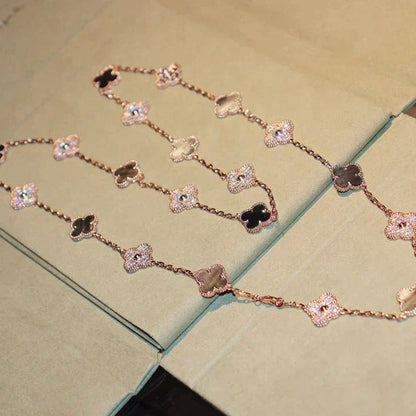 [Glow Jewelry]CLOVER 20 MOTIFS DARK MOP DIAMOND  NECKLACE