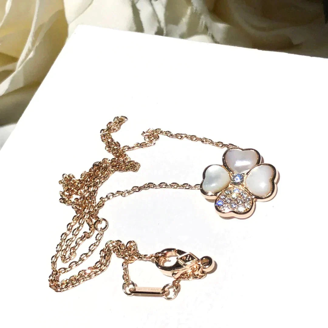 ¡®Glow Jewelry¡¯CLOVER MOP DIAMOND ROSE GOLD NECKLACE