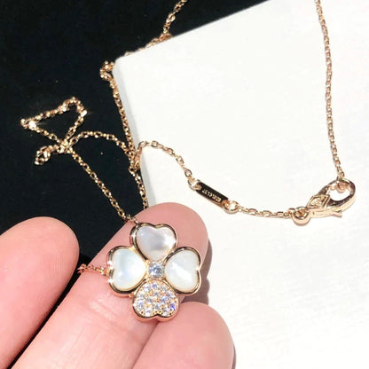 [Glow Jewelry]CLOVER MOP DIAMOND ROSE GOLD NECKLACE