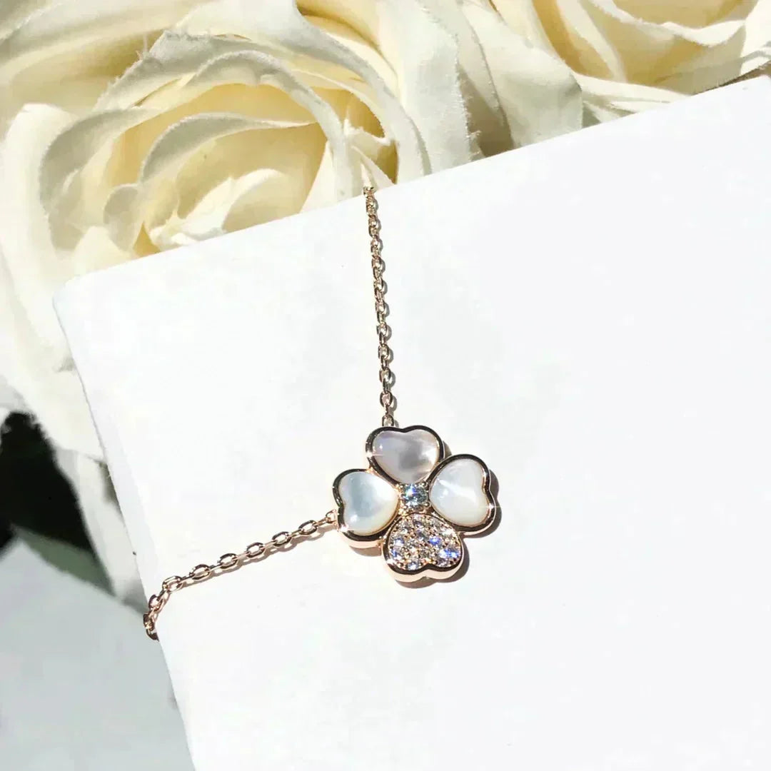 ¡®Glow Jewelry¡¯CLOVER MOP DIAMOND ROSE GOLD NECKLACE