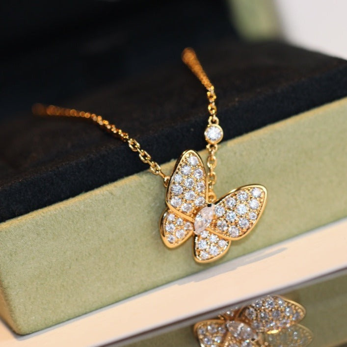 Glow Jewelry バタフライ ダイヤモンド ネックレス