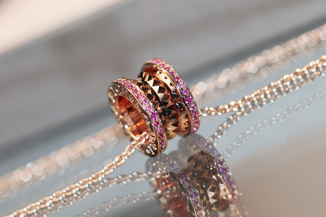 [Glow Jewelry]ZERO 1 ROCK PINK GOLD PINK DIAMOND NECKLACE