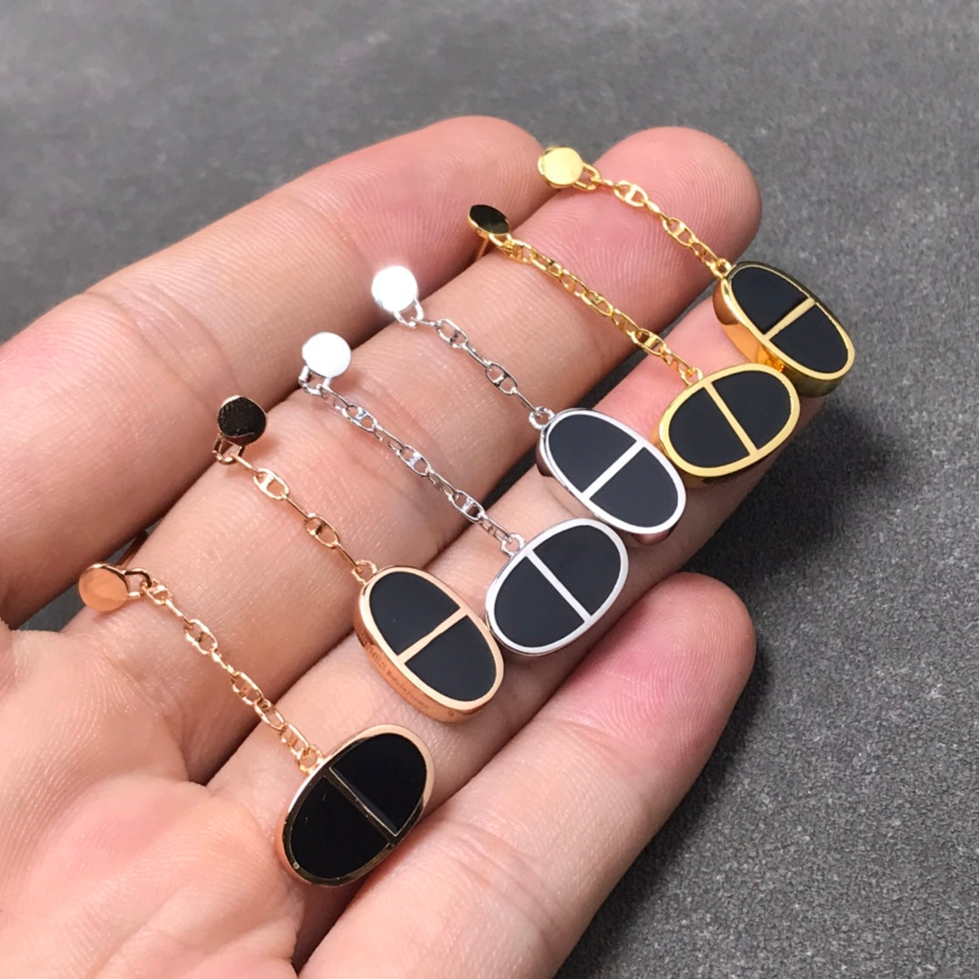 „Glow Jewelry“ CHAINE VERSO SCHWARZE KERAMIK-SILBER-OHRRINGE