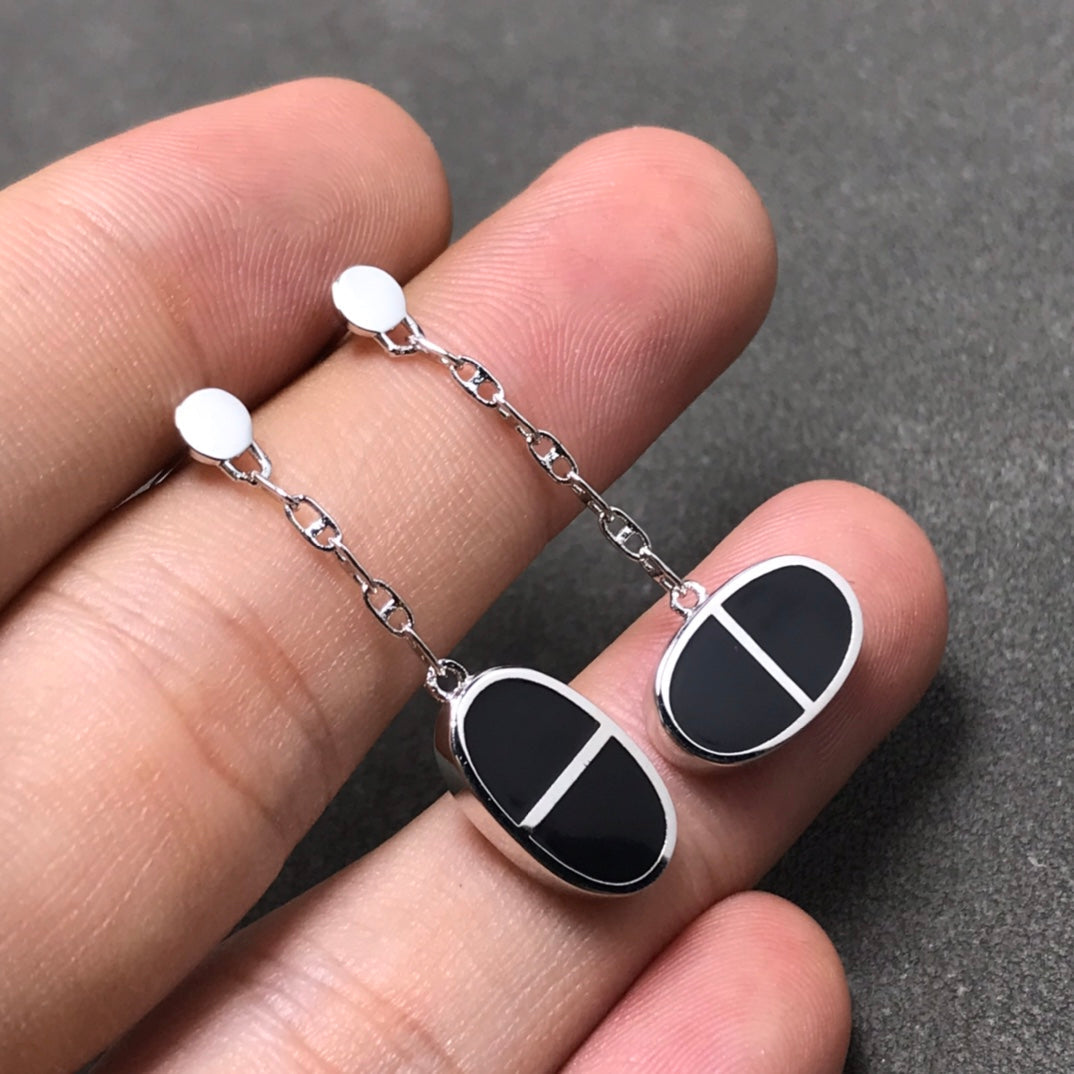„Glow Jewelry“ CHAINE VERSO SCHWARZE KERAMIK-SILBER-OHRRINGE