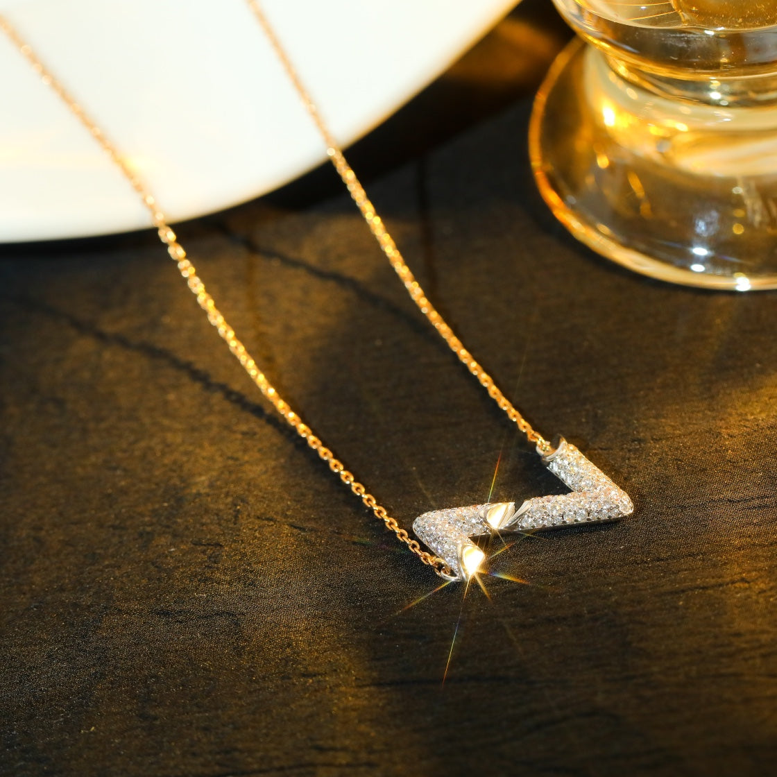 [Glow Jewelry]VOLT SILVER DIAMOND PEDANT NECKLACE