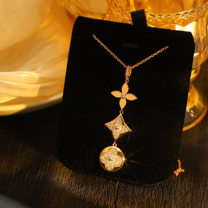 ¡®Glow Jewelry¡¯STAR AND SUN DIAMOND PINK GOLD NECKLACE