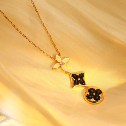 ¡®Glow Jewelry¡¯STERN- UND SONNEN-ONYX-ROSÉGOLD-HALSKETTE