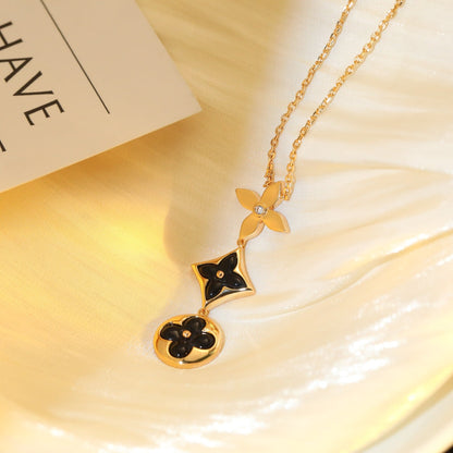 ¡®Glow Jewelry¡¯STERN- UND SONNEN-ONYX-ROSÉGOLD-HALSKETTE