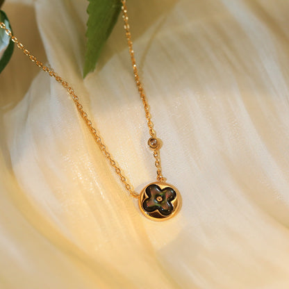 [Glow Jewelry]SUN PEDANT PINK GOLD 1 DIAMOND NECKLACE
