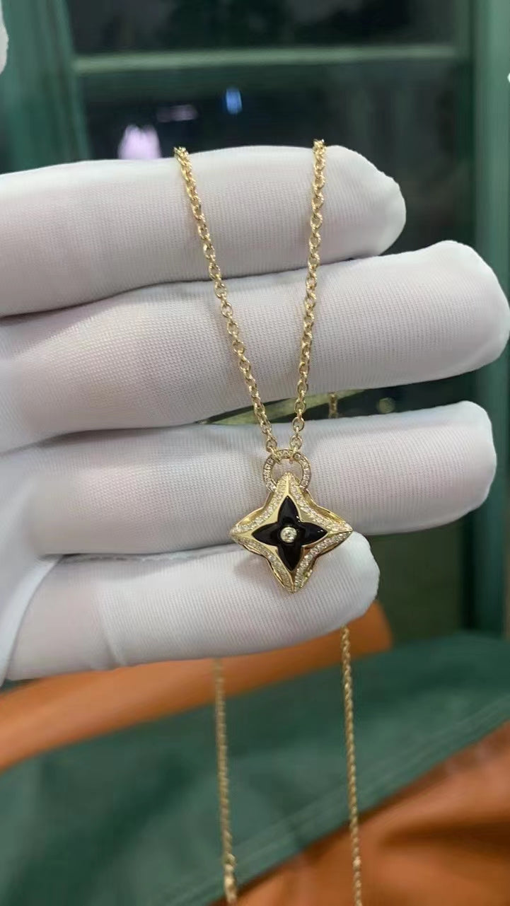 [Glow Jewelry]STAR PEDANT PINK GOLD DIAMOND NECKLACE