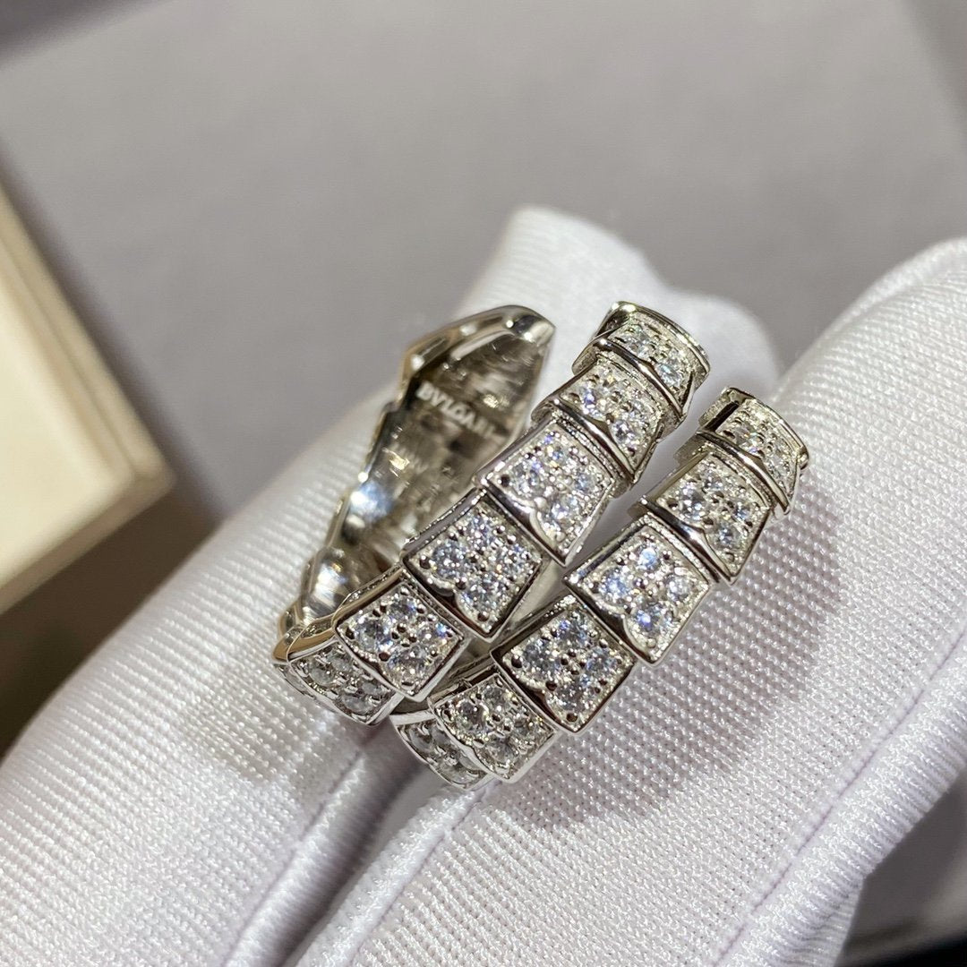 [Glow Jewelry]SERPENTI DOUBLE RING SILVER DIAMOND PAVED
