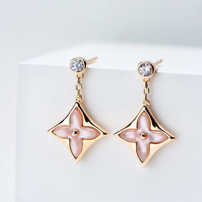 ¡®Glow Jewelry¡¯DOUBLE STAR ROSÉGOLDENE MOP-TROPFENOHRRINGE