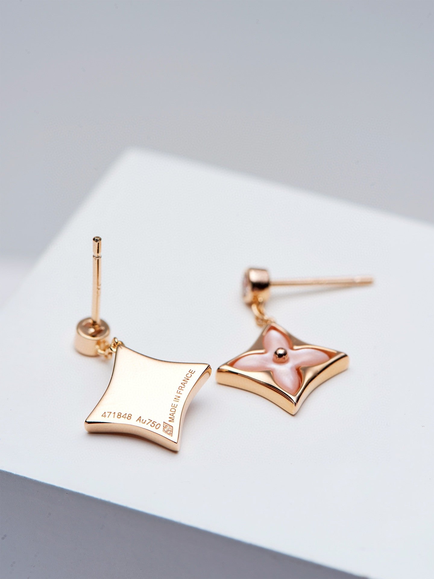 ¡®Glow Jewelry¡¯DOUBLE STAR ROSÉGOLDENE MOP-TROPFENOHRRINGE